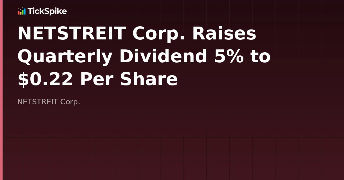 NETSTREIT Corp. Raises Quarterly Dividend 5% to $0.22 Per Share