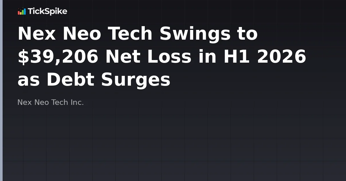 Nex Neo Tech Swings to $39,206 Net Loss in H1 2026 as Debt Surges