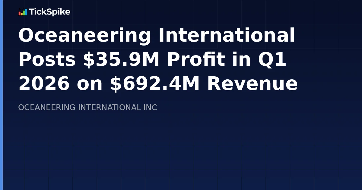 Oceaneering International Posts $35.9M Profit in Q1 2026 on $692.4M Revenue