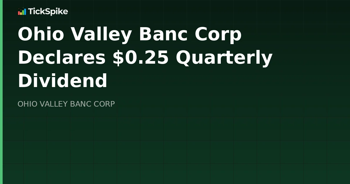 Ohio Valley Banc Corp Declares $0.25 Quarterly Dividend