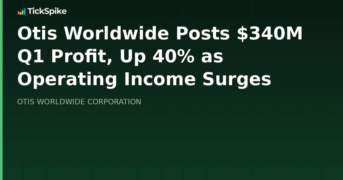 Otis Worldwide Posts $340M Q1 Profit, Up 40% as Operating Income Surges