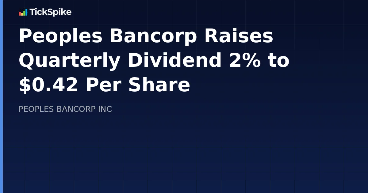 Peoples Bancorp Raises Quarterly Dividend 2% to $0.42 Per Share