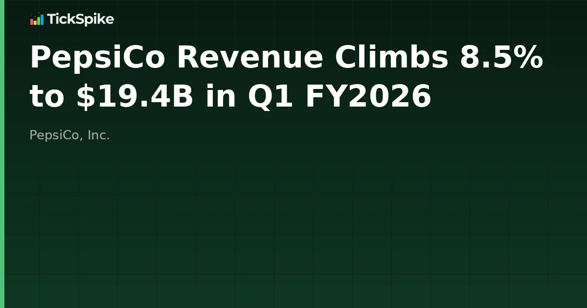 PepsiCo Revenue Climbs 8.5% to $19.4B in Q1 FY2026