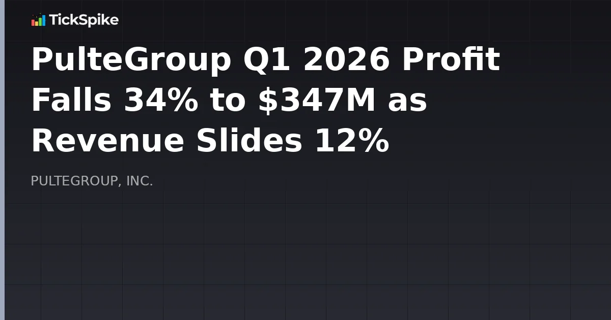 PulteGroup Q1 2026 Profit Falls 34% to $347M as Revenue Slides 12%