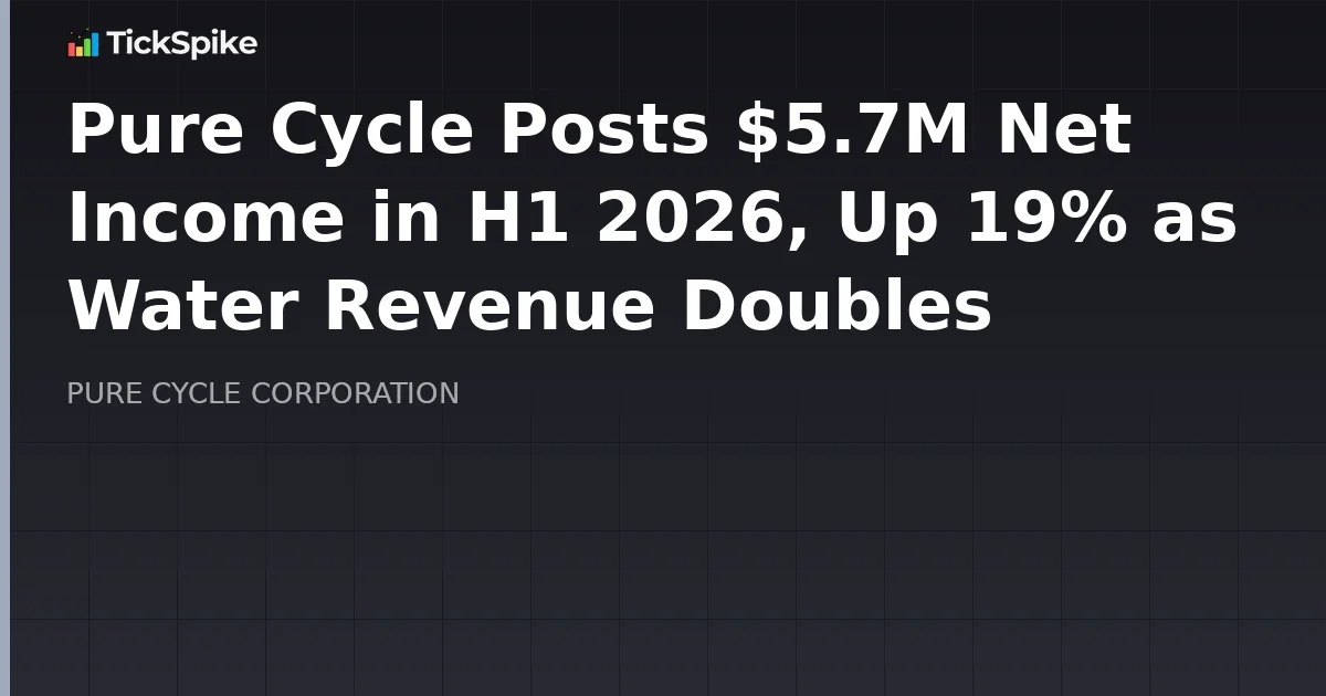 Pure Cycle Posts $5.7M Net Income in H1 2026, Up 19% as Water Revenue Doubles