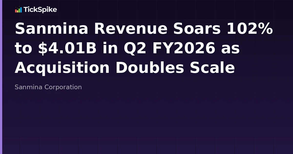 Sanmina Revenue Soars 102% to $4.01B in Q2 FY2026 as Acquisition Doubles Scale