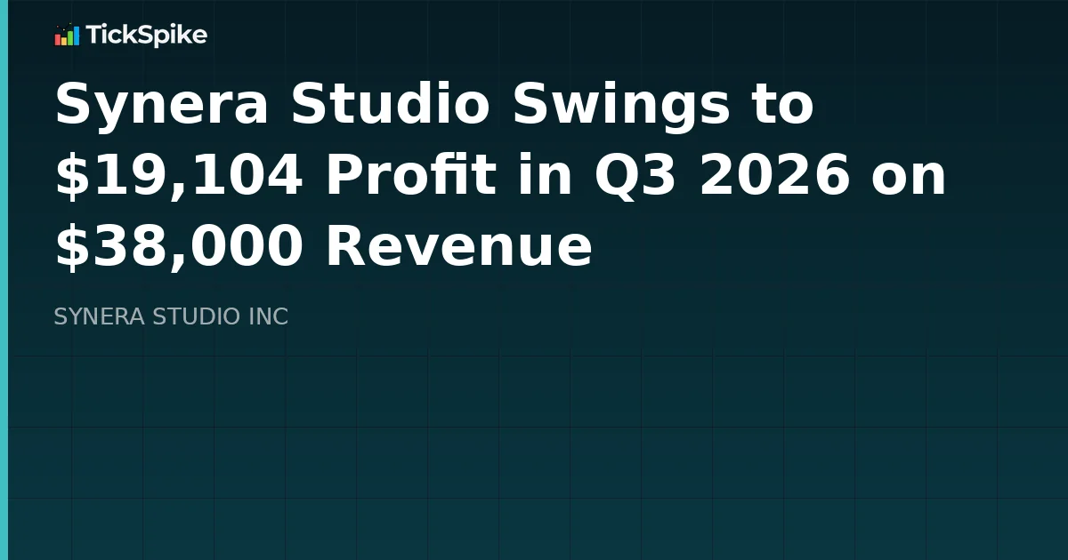 Synera Studio Swings to $19,104 Profit in Q3 2026 on $38,000 Revenue