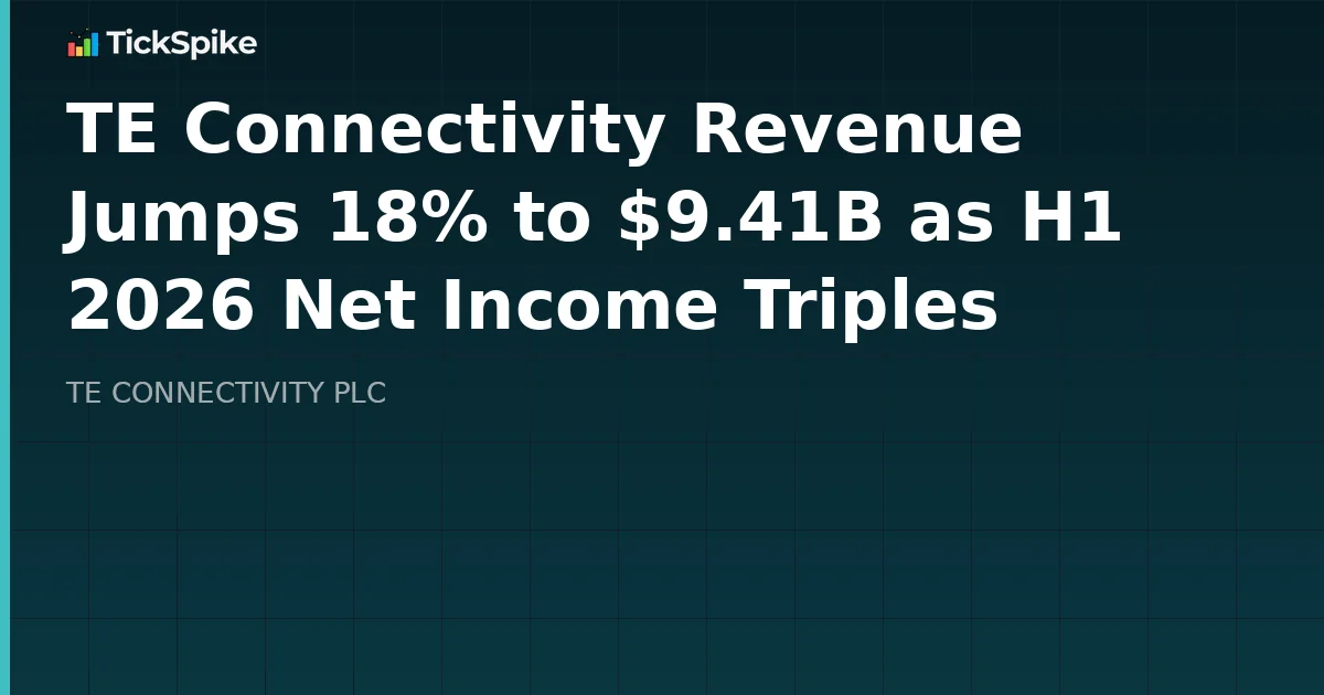 TE Connectivity Revenue Jumps 18% to $9.41B as H1 2026 Net Income Triples