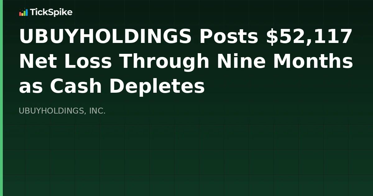 UBUYHOLDINGS Posts $52,117 Net Loss Through Nine Months as Cash Depletes
