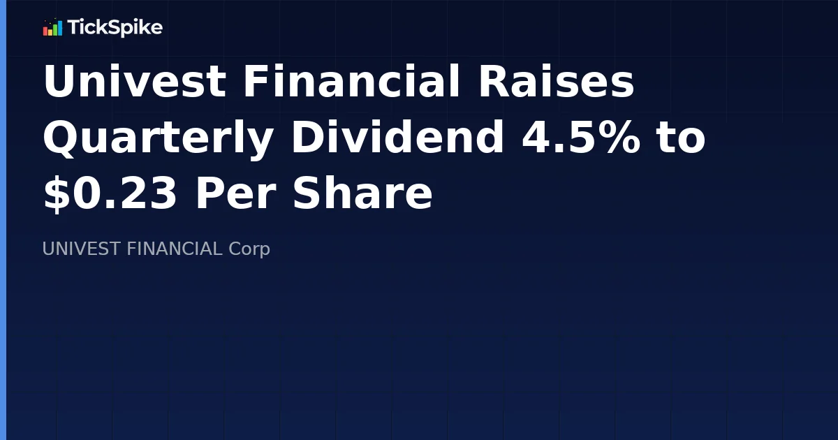 Univest Financial Raises Quarterly Dividend 4.5% to $0.23 Per Share