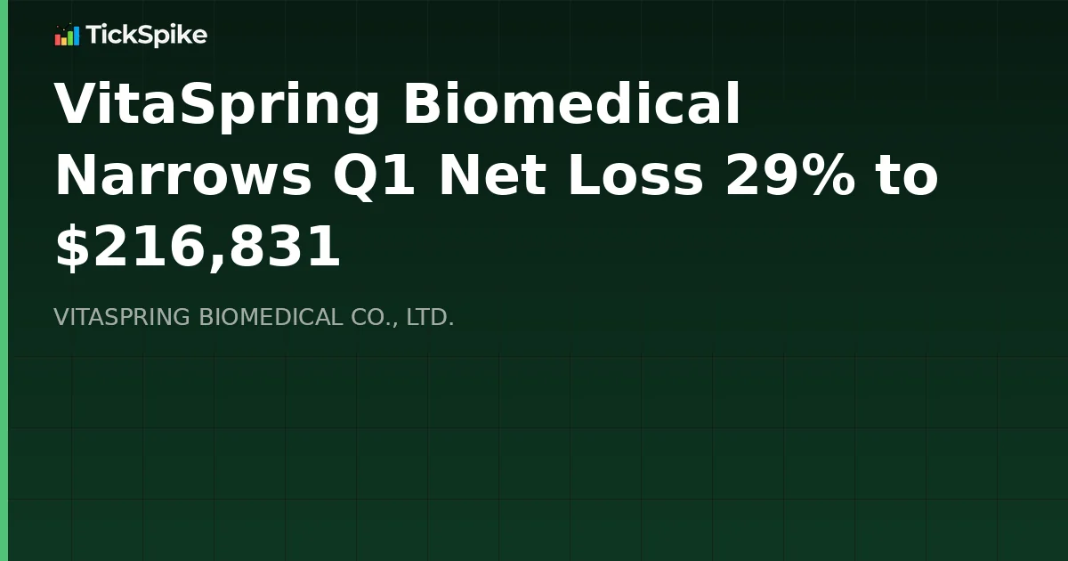 VitaSpring Biomedical Narrows Q1 Net Loss 29% to $216,831